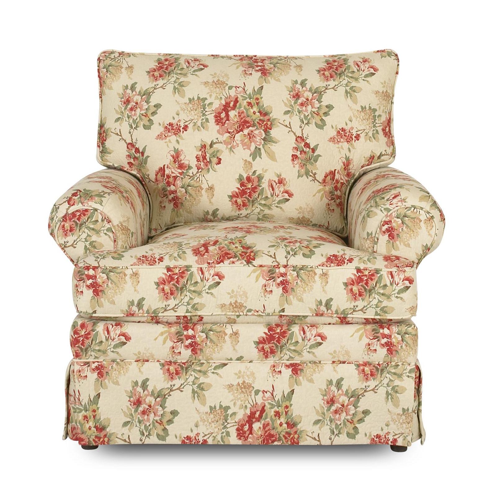 Klaussner Chairs and Accents Carolina Rolled Arm Chair With Skirt Johnny Janosik Upholstered